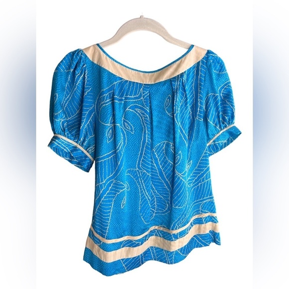 Diane von Furstenberg turquoise silk blouse size 2 - Picture 2 of 3